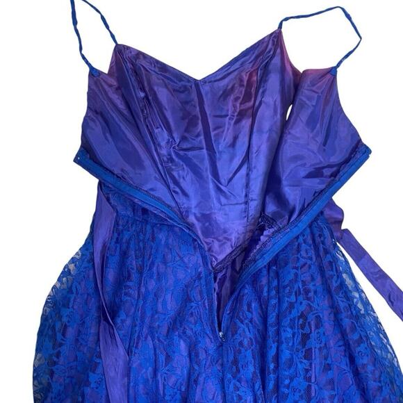 Vintage‎ Lace Prom Dress S 80s Asymmetrical Quinceanera  Fairy Whimsigoth FLAW - Picture 5 of 14